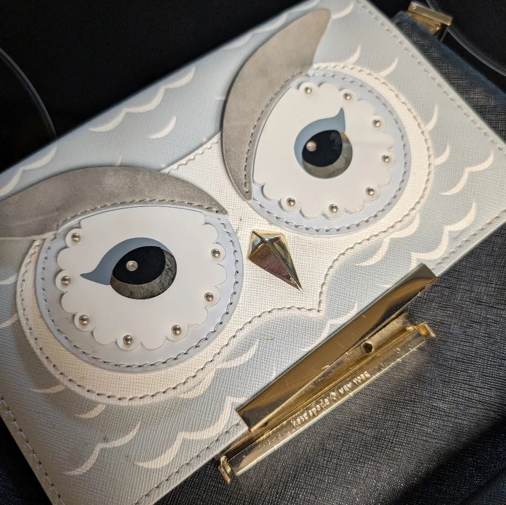 RARE Kate Spade Owl Design Make It Mine Swappable Black and‎ Gray Women's Bag
